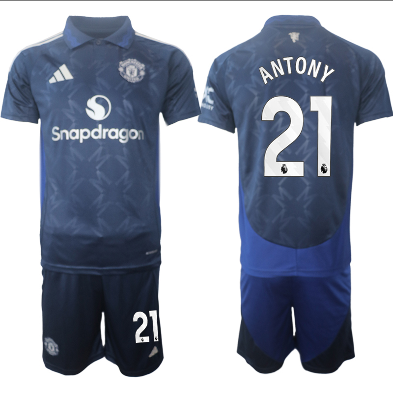 Men 2024-2025 Club Manchester United away blue 21 Soccer Jersey